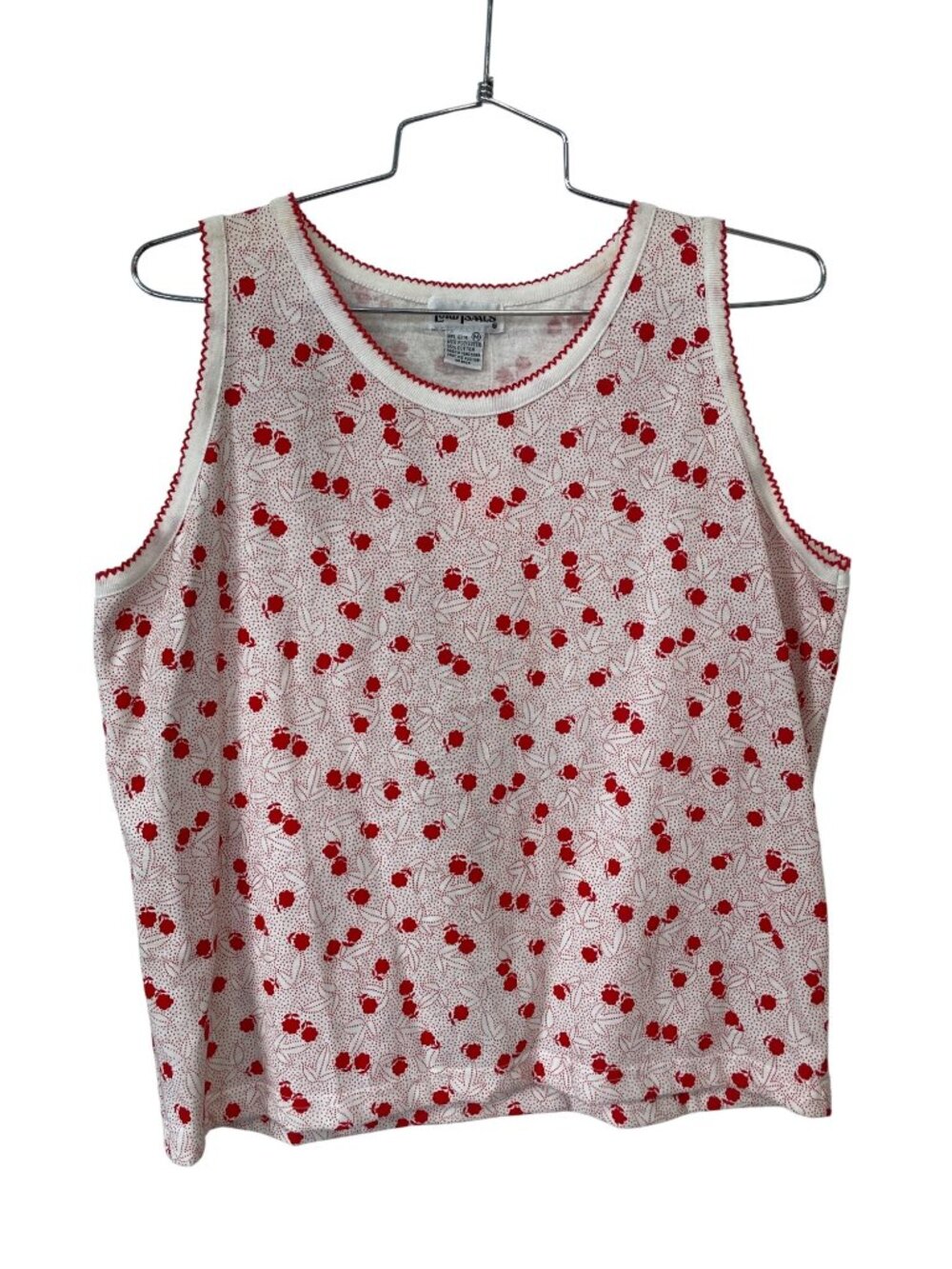 Vintage 90s Lord Isaacs Tank Top Medium Floral Sleeveless Red Deadstock NEW